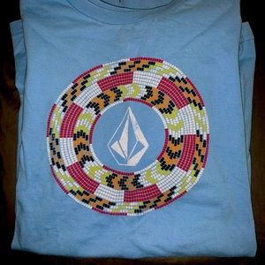 Short-sleeved, Volcom, like-new t-shirt. Baby blue